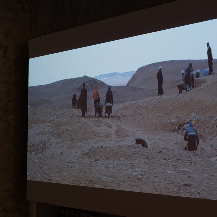 Projection de "Terre br&ucirc;l&eacute;e" pendant l'exposition "Sortie de terre".